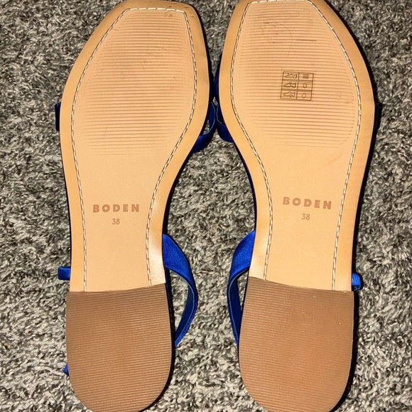 Boden Satin Strapy Flats Prom Dress shoes Royal Blue Size 38 US Womens 7 Formal - Picture 2 of 7